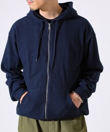 GLOSTER | 【レイヤードに最適】起毛ワッフル 裾ドロストジップパーカー(パーカー)