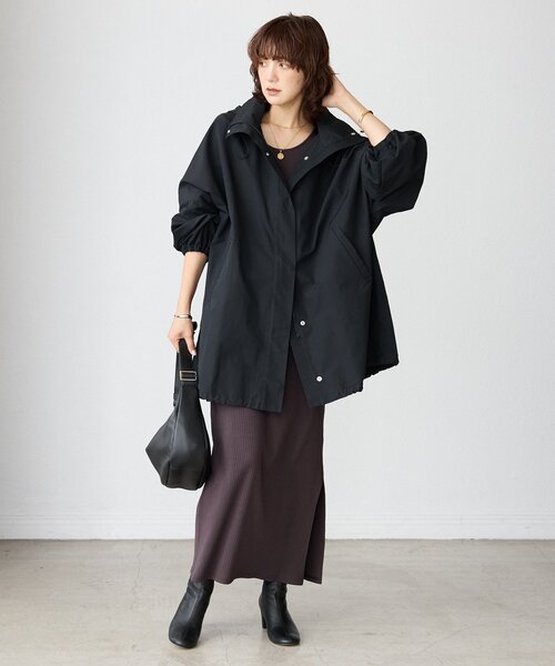 RIVE DROITE（リヴドロワ）の「【羽織るだけで様になる】ドルマンフーディコート（その他アウター・レディース・ブラック/キャメル/チャコールグレー・FREE）」の5枚目の写真