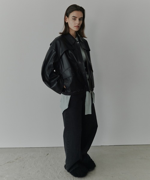 セール】フェイクレザーブルゾン / Faux Leather Blouson（テーラード