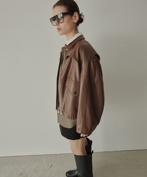 セール】フェイクレザーブルゾン / Faux Leather Blouson（テーラード