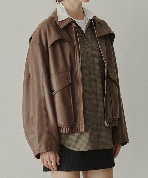 セール】フェイクレザーブルゾン / Faux Leather Blouson（テーラード