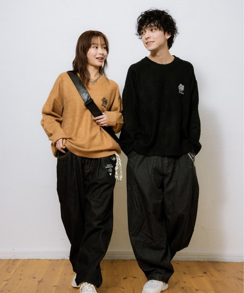 kaoyorinakami（カオヨリナカミ）の「KYRN flower knit / KYRNフラワーニット（ニット/セーター・メンズ・ベージュ/ブラック・X-LARGE/LARGE/MEDIUM/SMALL）」の12枚目の写真