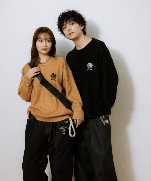 kaoyorinakami（カオヨリナカミ）の「KYRN flower knit / KYRNフラワーニット（ニット/セーター・メンズ・ベージュ/ブラック・X-LARGE/LARGE/MEDIUM/SMALL）」の18枚目の写真