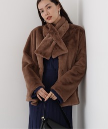 【美品】レッセパッセ ファーティペット付きコート　ノーカラー　ビジュー レッセパッセノーカラー ビジュー コート38サイズファーティペット付き