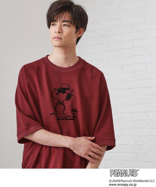 PEANUTS（ピーナッツ）の「Peanuts スヌーピー 6分袖裏毛スウェット（Tシャツ/カットソー・メンズ・ダークブラウン/ボルドー/グレー・03/02/01）」の2枚目の写真