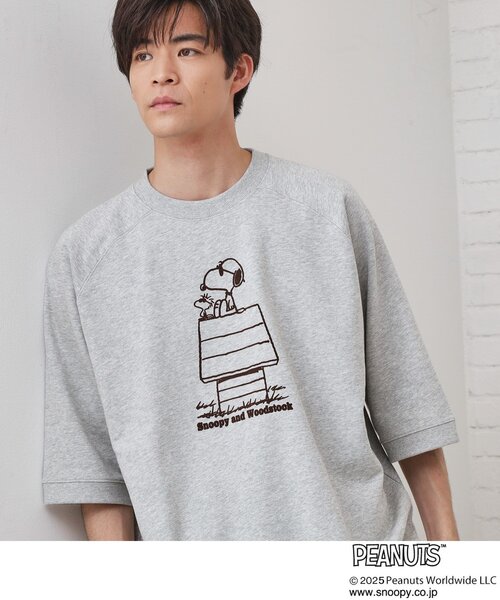 PEANUTS（ピーナッツ）の「Peanuts スヌーピー 6分袖裏毛スウェット（Tシャツ/カットソー・メンズ・ダークブラウン/ボルドー/グレー・03/02/01）」の4枚目の写真