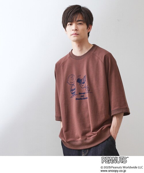 PEANUTS（ピーナッツ）の「Peanuts スヌーピー 6分袖裏毛スウェット（Tシャツ/カットソー・メンズ・ダークブラウン/ボルドー/グレー・03/02/01）」の5枚目の写真