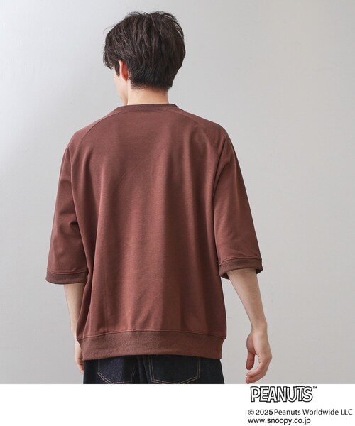 PEANUTS（ピーナッツ）の「Peanuts スヌーピー 6分袖裏毛スウェット（Tシャツ/カットソー・メンズ・ダークブラウン/ボルドー/グレー・03/02/01）」の6枚目の写真