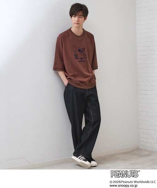 PEANUTS（ピーナッツ）の「Peanuts スヌーピー 6分袖裏毛スウェット（Tシャツ/カットソー・メンズ・ダークブラウン/ボルドー/グレー・03/02/01）」の8枚目の写真