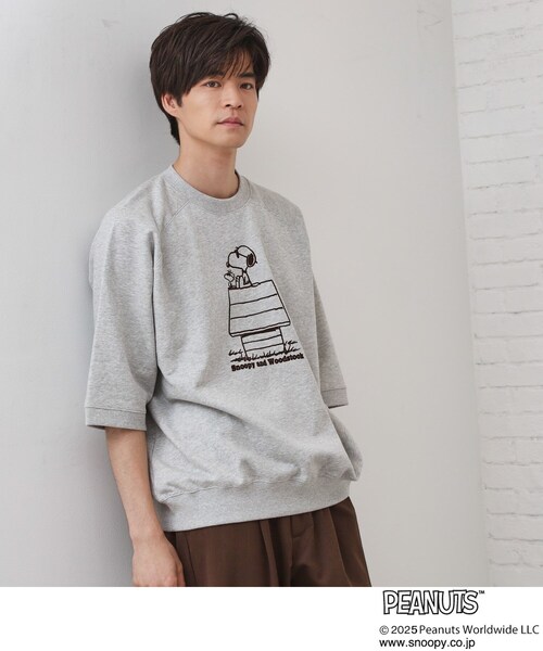 PEANUTS（ピーナッツ）の「Peanuts スヌーピー 6分袖裏毛スウェット（Tシャツ/カットソー・メンズ・ダークブラウン/ボルドー/グレー・03/02/01）」の9枚目の写真