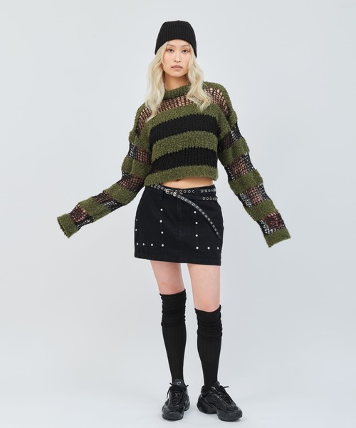atmos pink(アトモスピンク)の「atmos pink Studs Denim Mini Skirt / アトモス ピンク スタッズ デニム ミニスカート(スカート・レディース・ブルー/ブラック・S/M)」の20枚目の写真