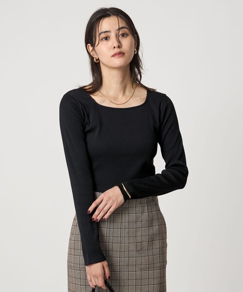 セール】ブライトリブ スクエアネック ロングスリーブ カットソー 制菌