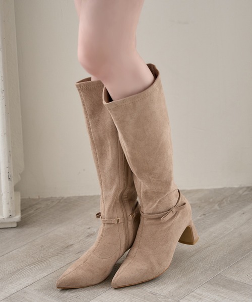 one after another NICE CLAUP（ワンアフターアナザーナイスクラップ）の「ポインテッドストレッチロングブーツ（ブーツ・レディース・ブラック/ベージュ・S/M/L）」の14枚目の写真