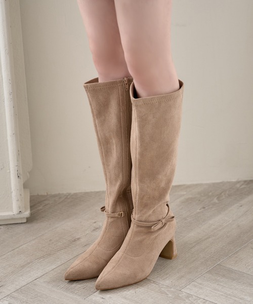 one after another NICE CLAUP（ワンアフターアナザーナイスクラップ）の「ポインテッドストレッチロングブーツ（ブーツ・レディース・ブラック/ベージュ・S/M/L）」の15枚目の写真