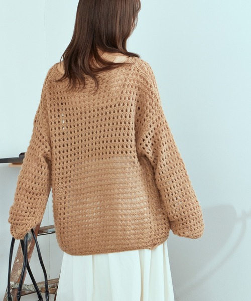 AO2（アオズ）の「Lace Knit Ensemble / 透かし編みニット ウール アンサンブル（アンサンブル・レディース・カーキ/ダークグレー/アイボリー・FREE）」の17枚目の写真
