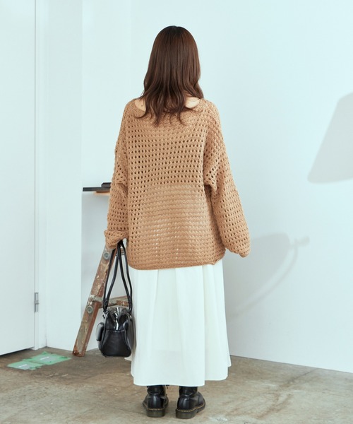AO2（アオズ）の「Lace Knit Ensemble / 透かし編みニット ウール アンサンブル（アンサンブル・レディース・カーキ/ダークグレー/アイボリー・FREE）」の19枚目の写真
