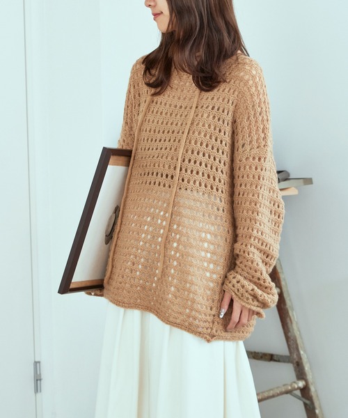 AO2（アオズ）の「Lace Knit Ensemble / 透かし編みニット ウール アンサンブル（アンサンブル・レディース・カーキ/ダークグレー/アイボリー・FREE）」の22枚目の写真