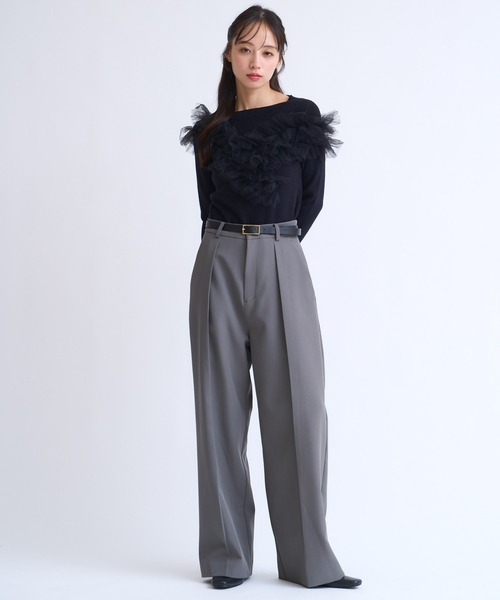 NOELA(ノエラ)の「デザインベルト付きストレートパンツ(スラックス・レディース・ベージュ/チャコールグレー・S/M)」の13枚目の写真