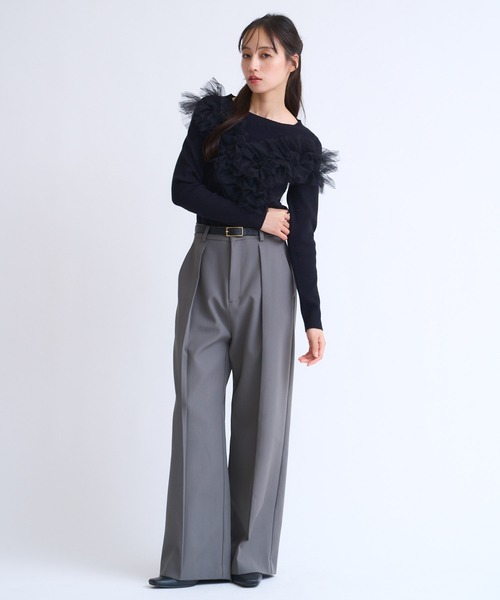 NOELA(ノエラ)の「デザインベルト付きストレートパンツ(スラックス・レディース・ベージュ/チャコールグレー・S/M)」の15枚目の写真