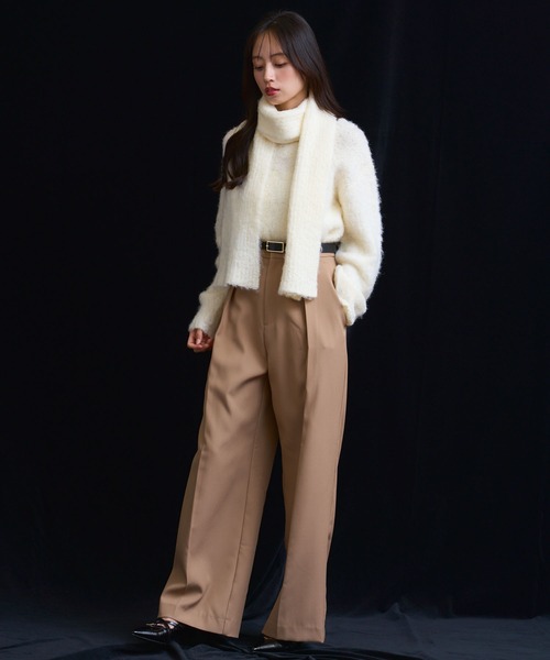 NOELA(ノエラ)の「デザインベルト付きストレートパンツ(スラックス・レディース・ベージュ/チャコールグレー・S/M)」の17枚目の写真