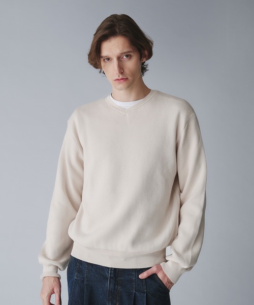 Regen Glanz（レーゲングランツ）の「milan ribs vneck knit/ミラノリブVネックニット（ニット/セーター・メンズ・ネイビー/ブラック/ライトホワイト・SMALL/MEDIUM/LARGE）」の5枚目の写真