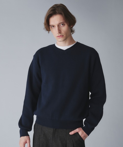 Regen Glanz（レーゲングランツ）の「milan ribs vneck knit/ミラノリブVネックニット（ニット/セーター・メンズ・ネイビー/ブラック/ライトホワイト・SMALL/MEDIUM/LARGE）」の13枚目の写真