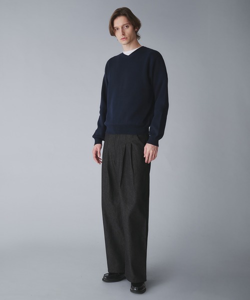 セール】milan ribs vneck knit/ミラノリブVネックニット（ニット