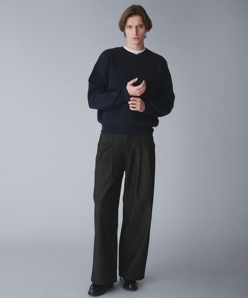 Regen Glanz（レーゲングランツ）の「milan ribs vneck knit/ミラノリブVネックニット（ニット/セーター・メンズ・ネイビー/ブラック/ライトホワイト・SMALL/MEDIUM/LARGE）」の21枚目の写真
