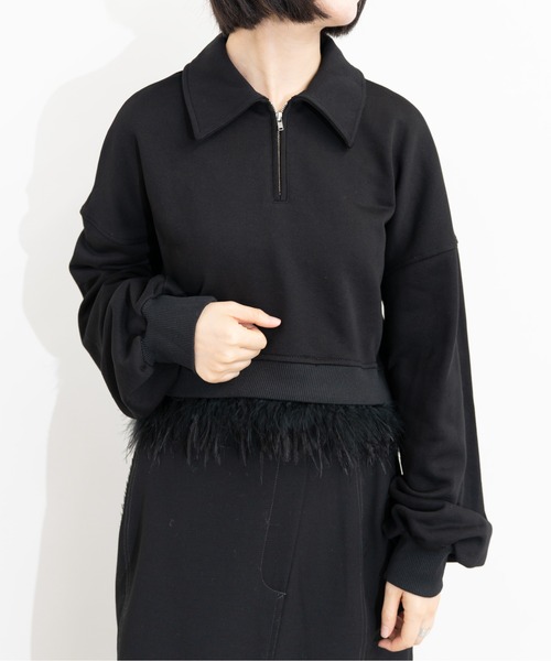 feather sweat tops