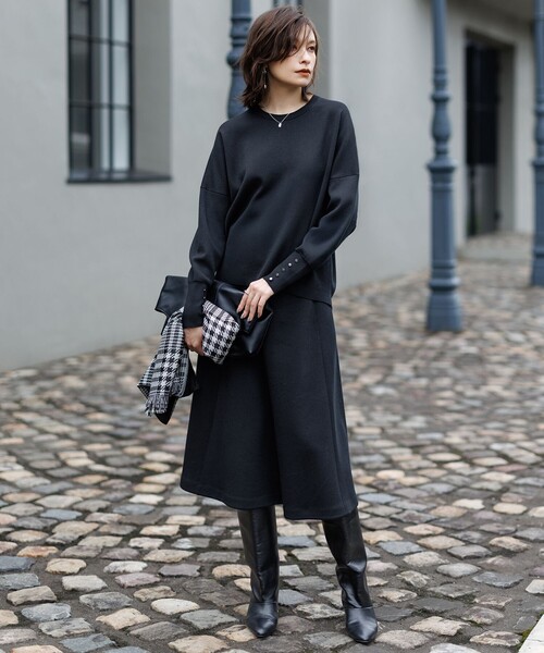 シルキーウールダブルフェイス ニットフレアスカート（スカート）｜ICB