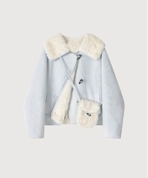 LA POMME petit(ラポミ・プチ)のSailor Collar Faux Fur Coat With Bag(ムートンコート)