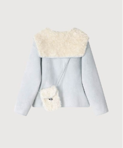 Sailor Collar Faux Fur Coat With Bag（ムートンコート）｜LA POMME