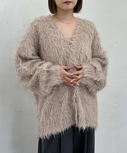 archives（アルシーヴ）の「ロングシャギーミドルニットカーディガン（カーディガン/ボレロ・レディース・アイボリー/グレー/ベージュ/イエロー・MEDIUM）」の2枚目の写真