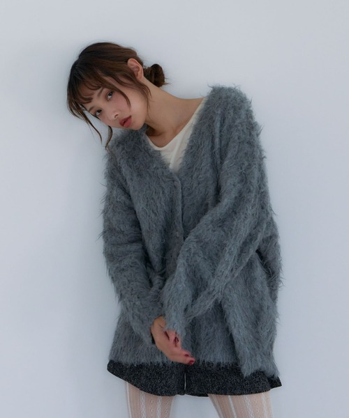 archives（アルシーヴ）の「ロングシャギーミドルニットカーディガン（カーディガン/ボレロ・レディース・アイボリー/グレー/ベージュ/イエロー・MEDIUM）」の6枚目の写真