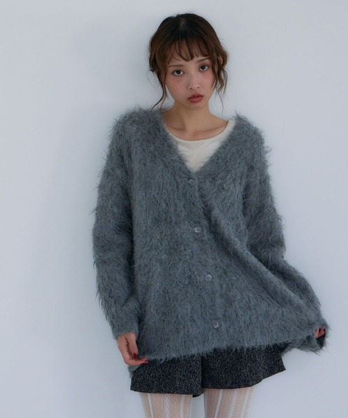 archives（アルシーヴ）の「ロングシャギーミドルニットカーディガン（カーディガン/ボレロ・レディース・アイボリー/グレー/ベージュ/イエロー・MEDIUM）」の5枚目の写真