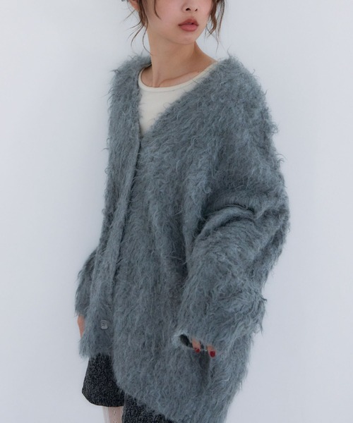 archives（アルシーヴ）の「ロングシャギーミドルニットカーディガン（カーディガン/ボレロ・レディース・アイボリー/グレー/ベージュ/イエロー・MEDIUM）」の9枚目の写真