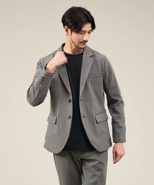 INTERNATIONAL SCENE ブラウン テーラードジャケット セール】 ストレッチサキソニー シングルブレステッド2B