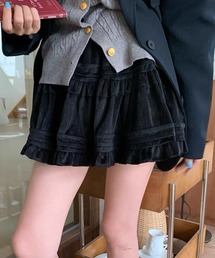shopnikoniko（ショップニコニコ）の「ハイウエスト フリル コーデュロイ ミニ スカート フレア ティアード（スカート）」