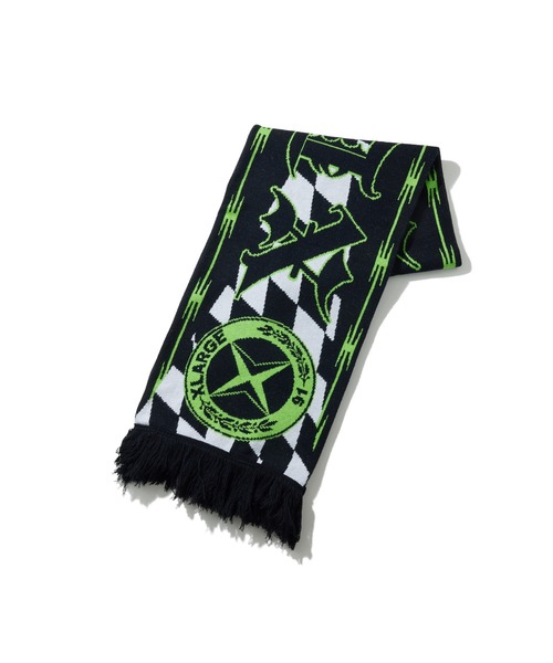 XLARGE(エクストララージ)の「XLARGE JACQUARD SCARF(マフラー・メンズ・グリーン/レッド・ONE SIZE)」の1枚目の写真