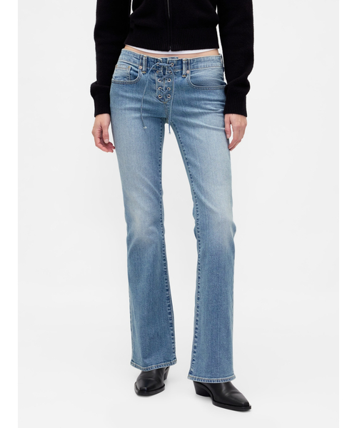 GAP(ギャップ)の「ローライズ レースアップ ロング&リーンデニム-(デニムパンツ・レディース・ライトインディゴブルー・23/24/25/26/27/28/29/30)」の5枚目の写真