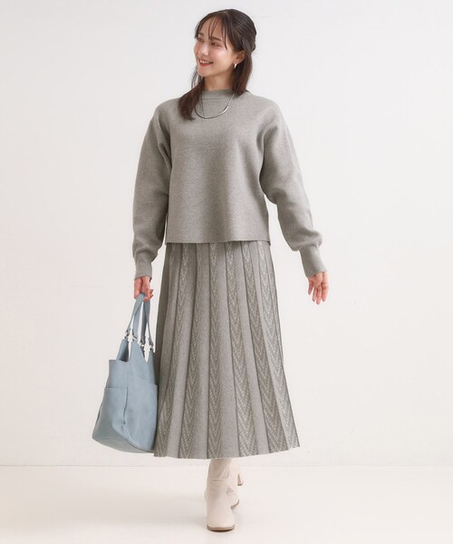 DRESKIP(ドレスキップ)の「【セットアップ可/S-LL】インせず着られる 洗えるもちもち裾ラウンドニット(ニット/セーター・レディース・ブルー系その他/グレー/オフホワイト/ブラック/ダークブラウン・02/01/04/03)」の11枚目の写真