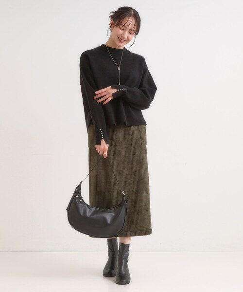 DRESKIP(ドレスキップ)の「【セットアップ可/S-LL】インせず着られる 洗えるもちもち裾ラウンドニット(ニット/セーター・レディース・ブルー系その他/グレー/オフホワイト/ブラック/ダークブラウン・02/01/04/03)」の12枚目の写真