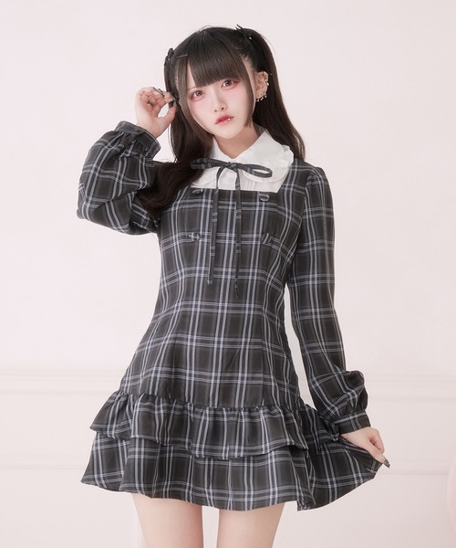 palelfy パルエルフィー クラシカルシャツレイヤードワンピース ブラック クラシカルシャツレイヤードワンピース（ワンピース）｜Pal elfy（パル