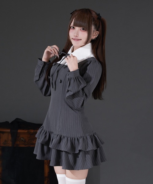 ♡Pal elfy クラシカルシャツレイヤードワンピース♡ クラシカルシャツレイヤードワンピース（ワンピース）｜Pal elfy（パル