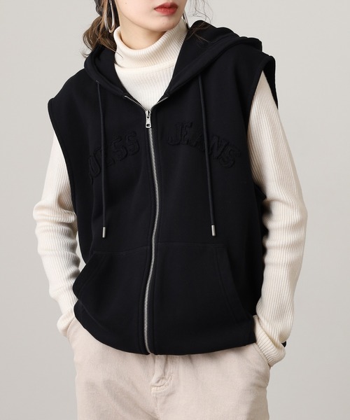 トップス nagonstans side vents hoodie vest GUESS JEANS GJ ZIP REG HOOD SLEEVELESS(VEST) ゲス フーディー