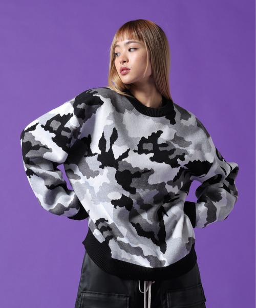 DANKE SCHON(ダンケシェーン)の「【WEB&DEPOT限定】DankeSchon/ダンケシェーン/CAMO CREWNECK KNIT(ニット/セーター・メンズ・ブラック/グレー・XL/L/M)」の14枚目の写真