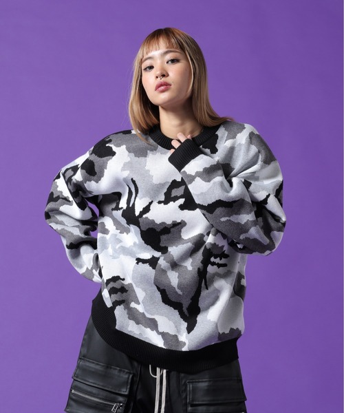 DANKE SCHON(ダンケシェーン)の「【WEB&DEPOT限定】DankeSchon/ダンケシェーン/CAMO CREWNECK KNIT(ニット/セーター・メンズ・ブラック/グレー・XL/L/M)」の15枚目の写真