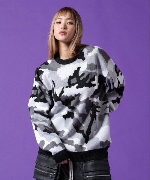 DANKE SCHON(ダンケシェーン)の「【WEB&DEPOT限定】DankeSchon/ダンケシェーン/CAMO CREWNECK KNIT(ニット/セーター・メンズ・ブラック/グレー・XL/L/M)」の16枚目の写真