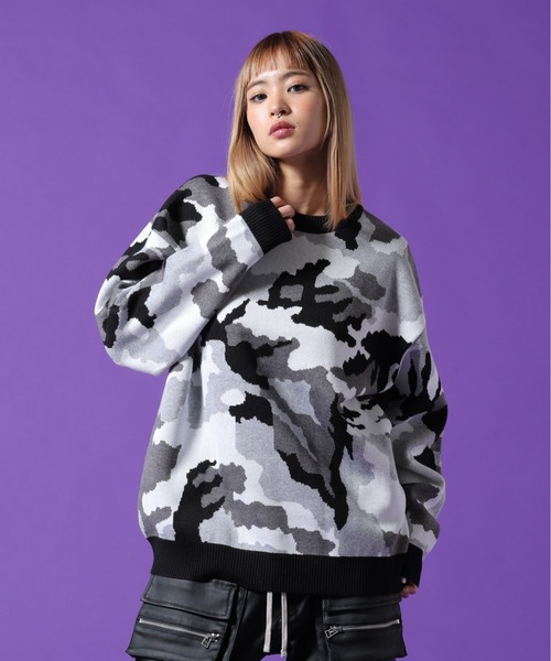 DANKE SCHON(ダンケシェーン)の「【WEB&DEPOT限定】DankeSchon/ダンケシェーン/CAMO CREWNECK KNIT(ニット/セーター・メンズ・ブラック/グレー・XL/L/M)」の17枚目の写真