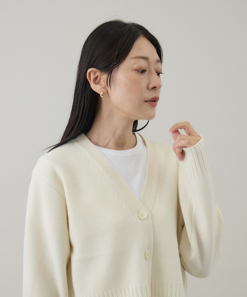kuros'オリジナル】ウールカシミヤ Vネックショートカーディガン